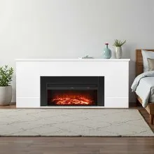 75 Inch Freestanding Electric Fireplace Stove Heater 1500W Remote White