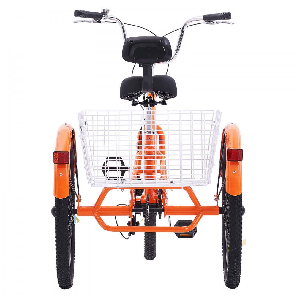 VEVOR Adult Tricycles Bike, 26 Inch Three-Wheeled Bicycles, 3 Wheel Bikes Trikes, Aluminum Alloy Cruiser Bike with Basket & Adjustable Seat, Picnic Shopping Tricycles for Seniors, Women, Men (Orange)
