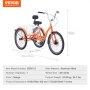 VEVOR Adult Tricycles Bike, 26 Inch Three-Wheeled Bicycles, 3 Wheel Bikes Trikes, Aluminum Alloy Cruiser Bike with Basket & Adjustable Seat, Picnic Shopping Tricycles for Seniors, Women, Men (Orange)