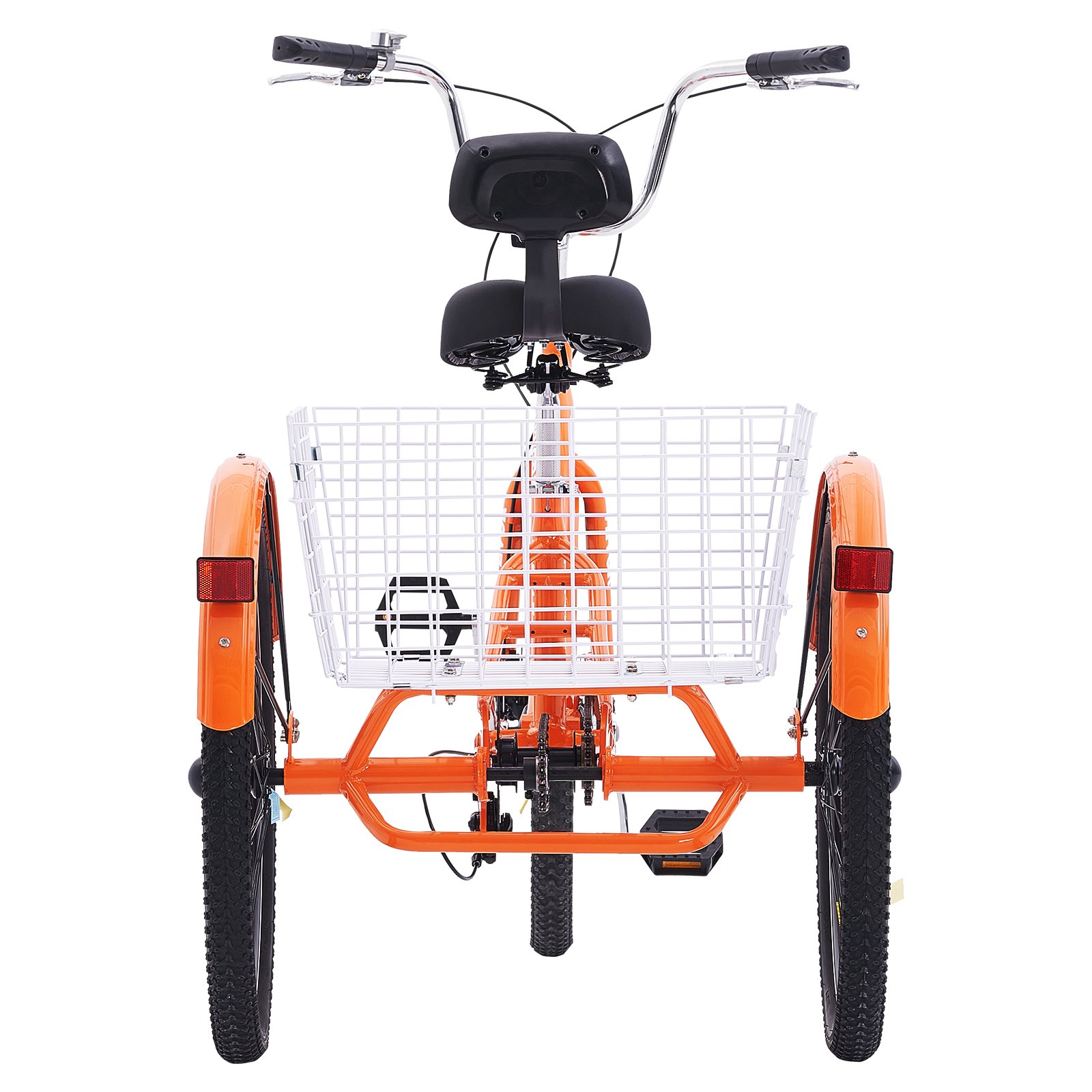 VEVOR Adult Tricycles Bike, 26 Inch Three-Wheeled Bicycles, 3 Wheel Bikes Trikes, Aluminum Alloy Cruiser Bike with Basket & Adjustable Seat, Picnic Shopping Tricycles for Seniors, Women, Men (Orange)