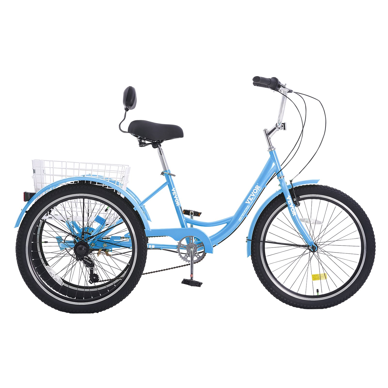 VEVOR Adult Tricycles Bike, 20 Inch Three-Wheeled Bicycles, 3 Wheel Bikes Trikes, Carbon Steel Cruiser Bike with Basket & Adjustable Seat, Picnic Shopping Tricycles for Seniors, Women, Men (Black)