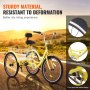 VEVOR Adult Tricycles Bike, 7 Speed Adult Trikes, 26 Inch Three-Wheeled Bicycles, Carbon Steel Cruiser Bike with Basket and Adjustable Seat, Picnic Shopping Tricycles for Seniors, Women, Men  (Yellow)