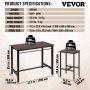 VEVOR Bar Table and Chairs Set 47" Pub Table Set with 4 Bar Stools Kitchen Dining Table and Chairs Set for 4 Iron Frame Counter Height Dining Sets for Home, Kitchen, Living Room