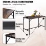 VEVOR Bar Table Set 3-Piece 47" tall table w/ 2 Square Stools Dining table Brown