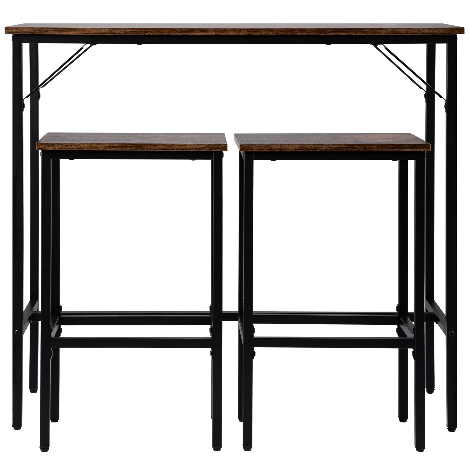 VEVOR Bar Table Set 3-Piece 39" tall table w/ 2 Square Stools Dining table Brown