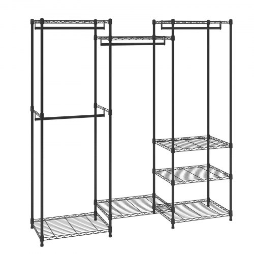 VEVOR Heavy Duty Clothes Rack, Rolling Clothing Garment Rack with 4 Hang Rods & 8 Storage Tiers, Adjustable Custom Closet Rack, Freestanding Wardrobe for Hanging Clothes, 362 kg Load Capacity