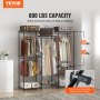 Suport pentru haine VEVOR, suport rulant pentru haine cu 4 tije de agățare și 8 niveluri de depozitare, suport pentru dulap personalizat ajustabil, dulap de sine stătător pentru agățat haine, capacitate de încărcare de 800 lbs