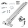 VEVOR push bar door locks, complete set with screws, latch, and handle with keys, silver finish.