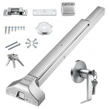 VEVOR Push Bar Door Locks, Stainless Steel Panic Bars for Exit Doors, with Exterior Lever and 3 Keys, Push Bar Panic Exit Device Door Hardware for Metal Wood Door, for Left and Right Handed Doors