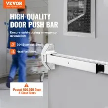 VEVOR Push Bar Door Locks, Stainless Steel Panic Bars for Exit Doors, with Exterior Lever and 3 Keys, Push Bar Panic Exit Device Door Hardware for Metal Wood Door, for Left and Right Handed Doors