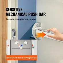 VEVOR Push Bar Door Locks, Stainless Steel Panic Bars for Exit Doors, with Exterior Lever and 3 Keys, Push Bar Panic Exit Device Door Hardware for Metal Wood Door, for Left and Right Handed Doors