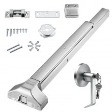 VEVOR Push Bar Door Locks, Stainless Steel Panic Bars for Exit Doors, with Exterior Lever and 3 Keys, Push Bar Panic Exit Device Door Hardware for Metal Wood Door, for Left and Right Handed Doors