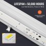 VEVOR 4FT LED Vapor Tight Light, 60W/50W/40W Selectable, 5000K Vapor Proof Light Fixture with 5400/6400/7400LM Adjustable, IP65 Waterproof for Parking Lot Warehouse Walk-In Freezer Car Wash, 4-Pack