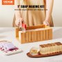 VEVOR Kit de fabrication de savon, boîte de découpe en bambou et boîte intérieure avec moule en silicone, coupe droite et coupe ondulée en acier inoxydable, 100 sacs et 105 autocollants, fournitures de fabrication de savon, kits de bricolage pour adultes
