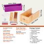 VEVOR Kit para hacer jabón, caja de corte de bambú y caja interior con molde de silicona, cortador recto de acero inoxidable y cortador ondulado, 100 bolsas y 105 pegatinas, suministros para hacer jabón kits de bricolaje para adultos