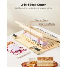 VEVOR Soap Cutter Cut Wood Soap Slicer 1 in 1-12 Pcs Bars Wood Frame Steel Wire