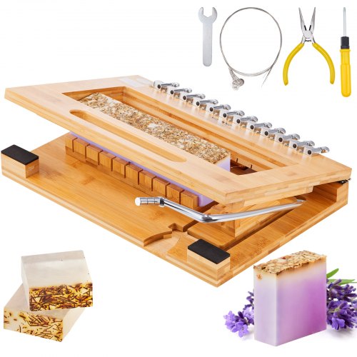 VEVOR Soap Cutter, Cut 1-12 Bars, Precisely and Accurately Cut 1 Inch Bars, Multi Handmade Soap Wire Cutter, Bamboo Soap Slicer With Steel Wire, for Loaf Candles Cheese Butter DIY Making Tool