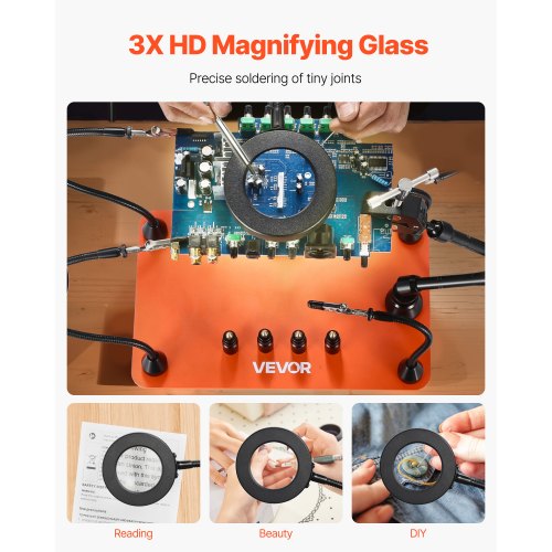 Magnetiline jootmisalus 3X LED-luubiga, puhurihoidikuga, 4 vart — pilt 2