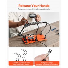 Magnetic Helping Hands Soldering Station 3X Magnifying Lamp Air Gun Holder