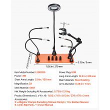 Magnetic Helping Hands Soldering Station 3X Magnifying Lamp Air Gun Holder