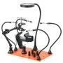 VEVOR Magnetic Helping Hands Soldering Station, 4 Arms Third Hand Tool, with Vise, 3X LED Magnifying Lamp, 4 PCB Holder & 360 Hot Air Gun Holder, Soldering Helper for Electronic Repair Craft Hobby DIY