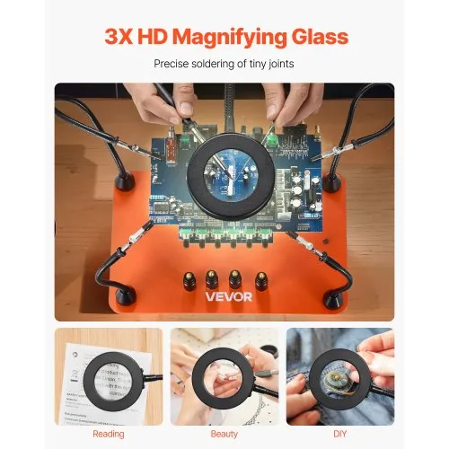 Magnetiline jootmisalus 3X LED-luubiga, 4 vart ja 4 PCB posti — pilt 2
