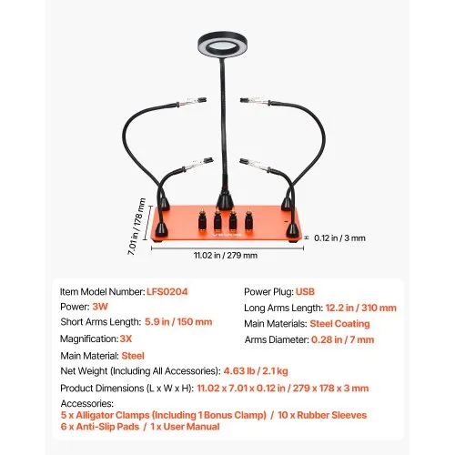Magnetiline jootmisalus 3X LED-luubiga, 4 vart ja 4 PCB posti — pilt 7
