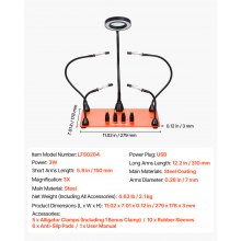 Magnetic Helping Hands Soldering Station 3X LED Magnifying Lamp 4 PCB Holders