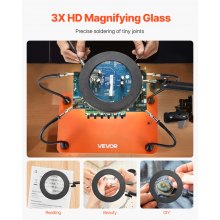 Magnetic Helping Hands Soldering Station 3X LED Magnifying Lamp 4 Arms