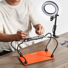 Magnetic Helping Hands Soldering Station 3X LED Magnifying Lamp 4 Arms
