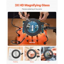 Magnetic Helping Hands Soldering Station 3X LED Magnifying Lamp 5 Arms