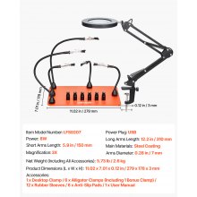Magnetic Helping Hands Soldering Station 3X LED Magnifying Lamp 5 Arms