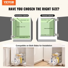 VEVOR 2-Tier Wire Pull Out Cabinet Under Sink Organizador 12" x 21" Cesta de gaveta