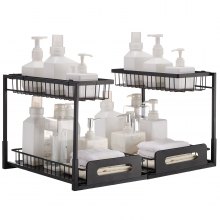 2-Tier Wire Pull Out Cabinet Under Sink Organizer 10.7"x14.2" Drawer Basket 2PCS