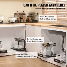 2-Tier 10.7"W x 14.2"D Pull Out Cabinet Under Sink Organizer Drawer Basket 2PCS,25.5"Wx15.5"Dx13"H Install Size for Cabinet