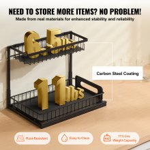 2-Tier 10.7"W x 14.2"D Pull Out Cabinet Under Sink Organizer 10.7"x14.2" Drawer Basket, 12.5"Wx15.5"Dx13"H Install Size for Cabinet