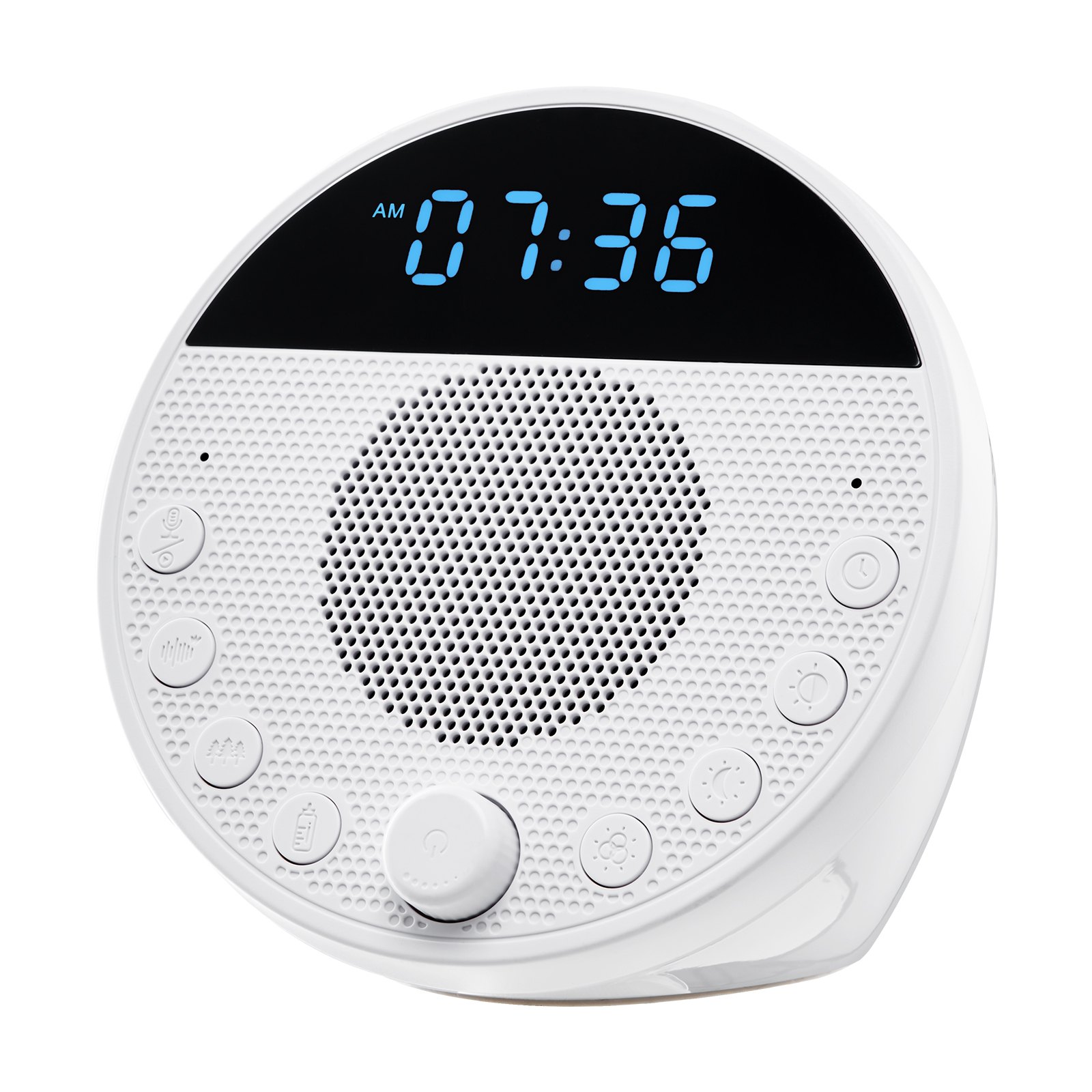 VEVOR Sound Machine, 18 Soothing Sleep Sounds, 7-Color Night Light, 6-in-1 White Noise Sound Machine with Dual Alarms, APP, Auto-Off Timer and Memory Function, for Baby, Adults, Home, Office & Travel