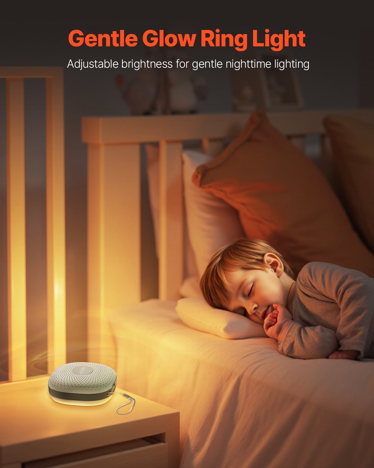 VEVOR Sound Machine, 21 Soothing Sleep Sounds, 3-in-1 Portable and Hangable White Noise Sound Machine with Auto-Off Timer, Soft Ring Light and Memory Function, for Baby, Adults, Home, Office & Travel