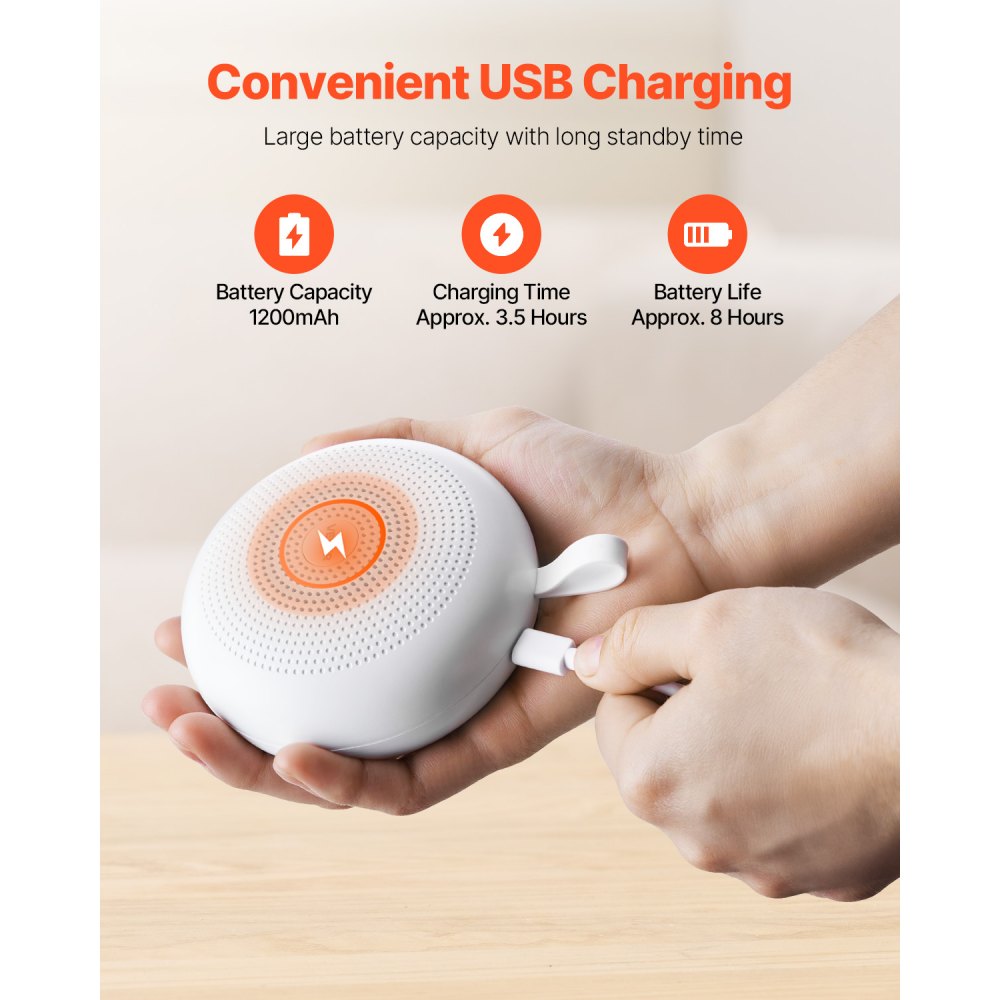 VEVOR Sound Machine, 30 Soothing Sleep Sounds, 3-in-1 Portable and Hangable White Noise Sound Machine with Auto-Off Timer, Soft Ring Light and Memory Function, for Baby, Adults, Home, Office & Travel