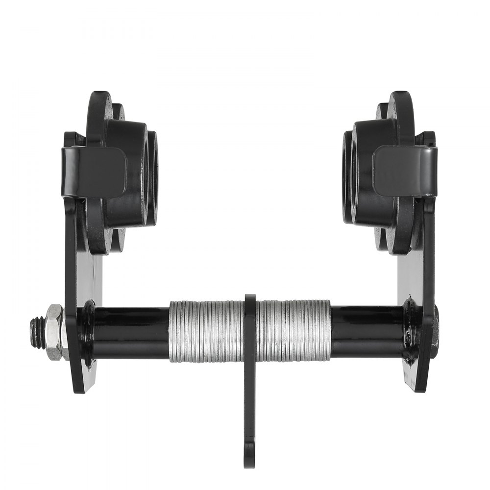 VEVOR manual trolley with black frame and threaded rod mechanism for industrial lifting.