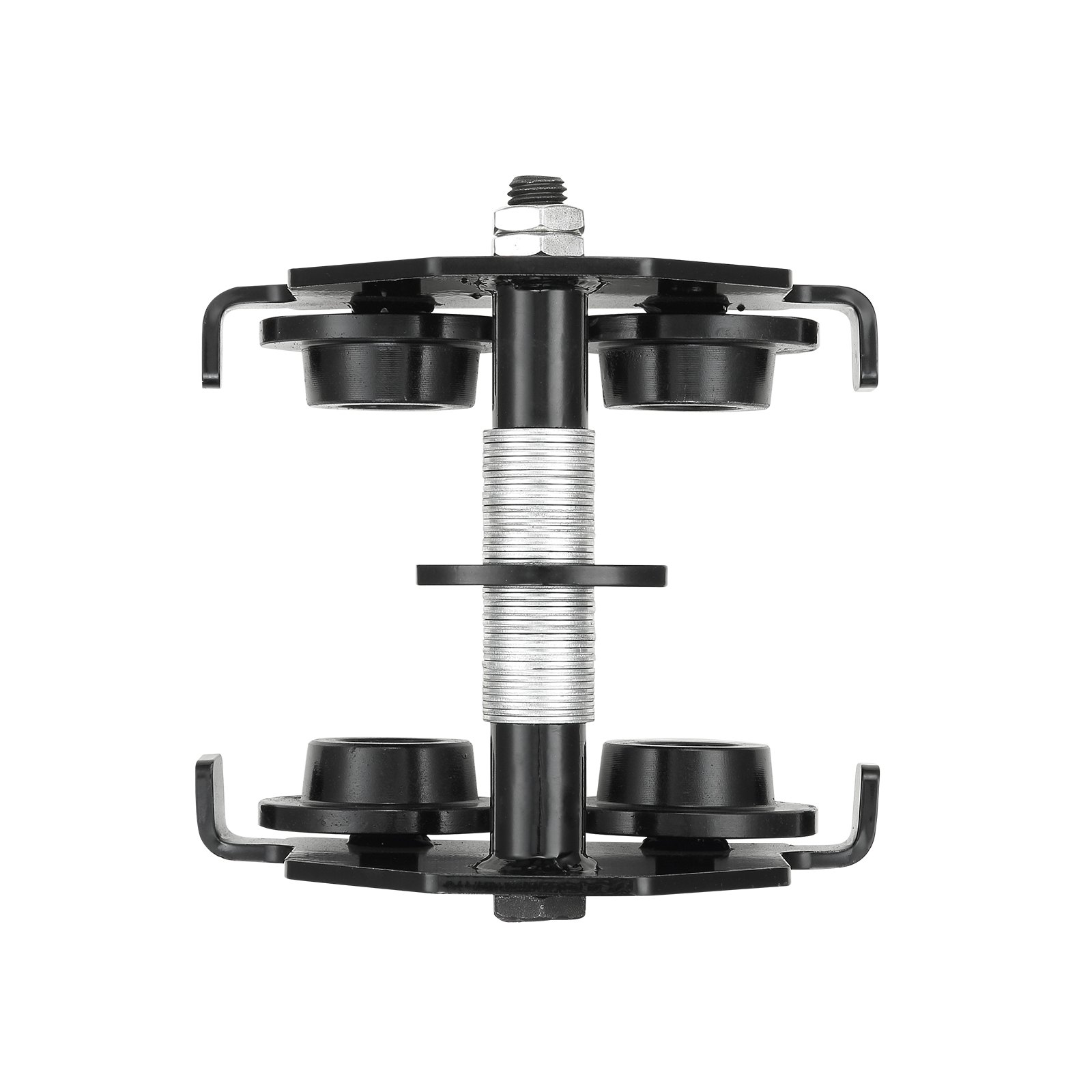 VEVOR manual trolley, black and silver, with four wheels and central threaded rod mechanism.