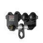 black steel VEVOR manual trolley with dual-wheel design and adjustable steel bolt for industrial use.