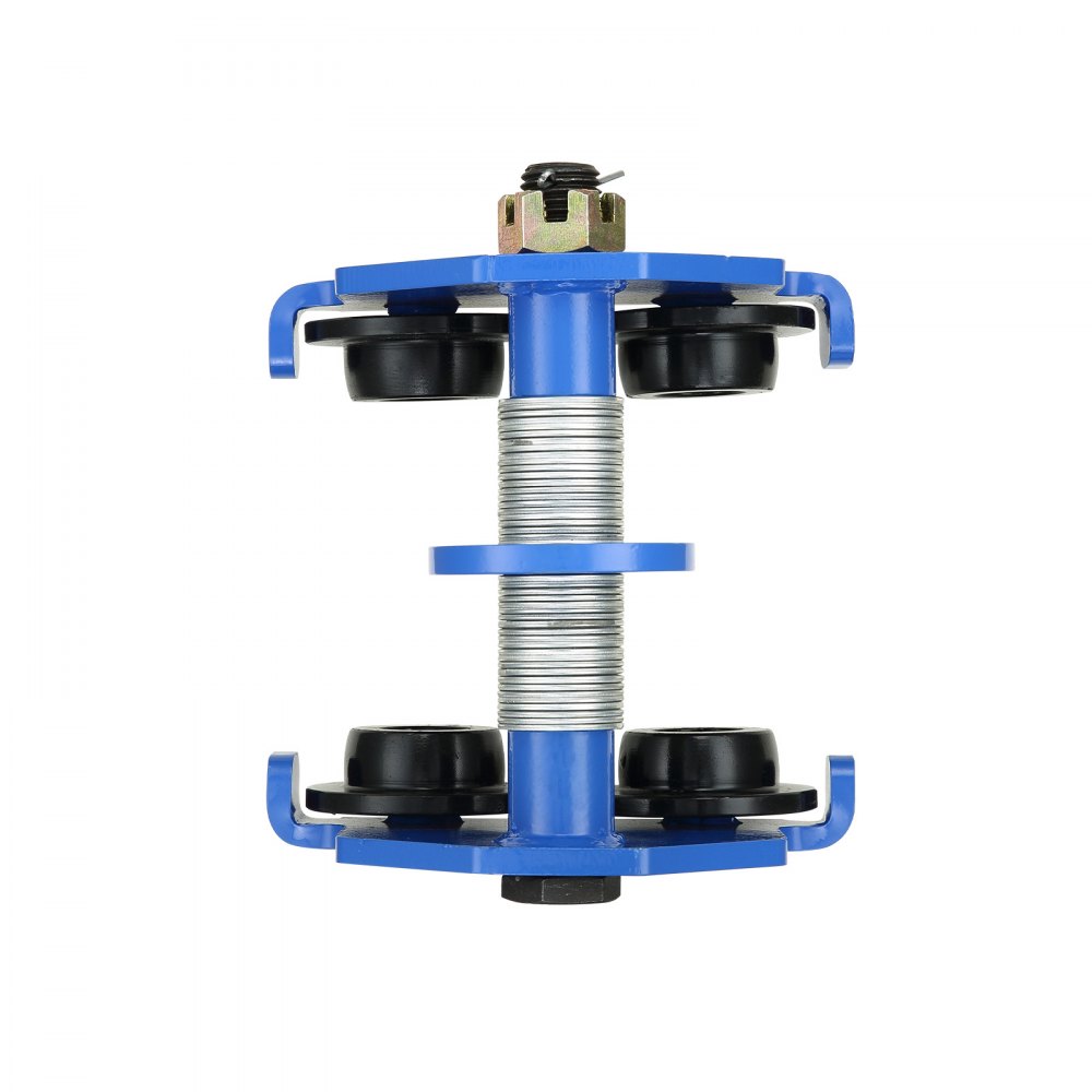 blue VEVOR manual trolley, four black wheels, central metal screw, and nut on top.