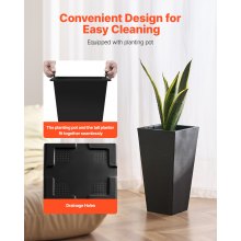 VEVOR Tall Planter Set of 2 Square Tapered Planters 57 cm for Outdoor Indoor