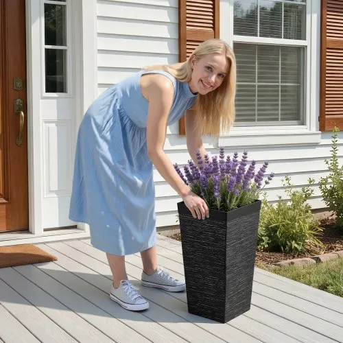 VEVOR Tall Planters Set of 2, 23 Inch Large Outdoor Taper Planters for  Outdoor Indoor Plants,