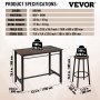 VEVOR Bar Table and Chairs Set 43" Pub Table Set with 4 Bar Stools Kitchen Dining Table and Chairs Set for 4 Iron Frame Counter Height Dining Sets for Home, Kitchen, Living Room