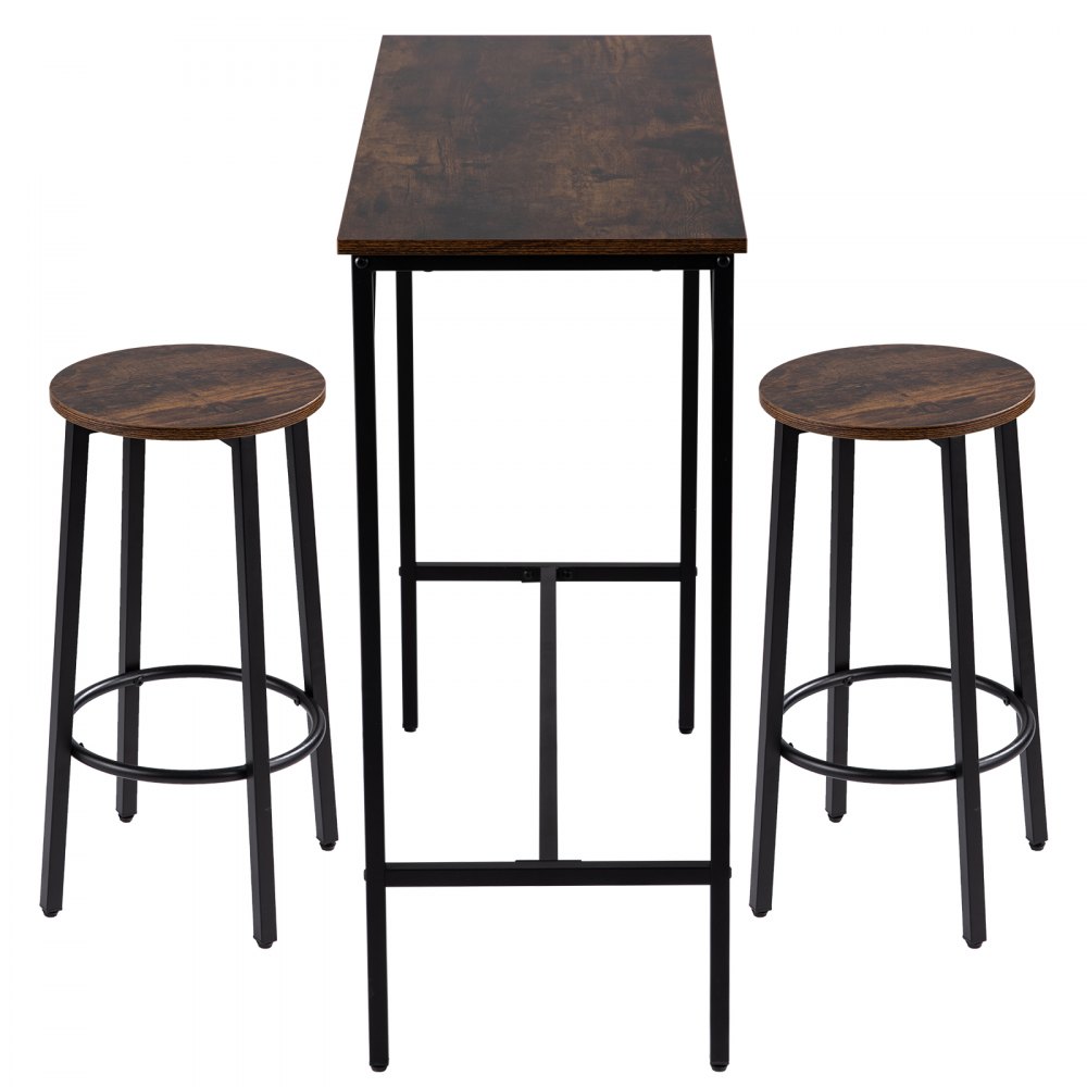 VEVOR Bar Table and Chairs Set 39" Pub Table Set with 2 Bar Stools Kitchen Dining Table and Chairs Set for 2 Iron Frame Counter Height Dining Sets for Home, Kitchen, Living Room
