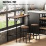 VEVOR Bar Table Set 3-Piece 39" tall table w/ 2 Round Stools Dining table Brown