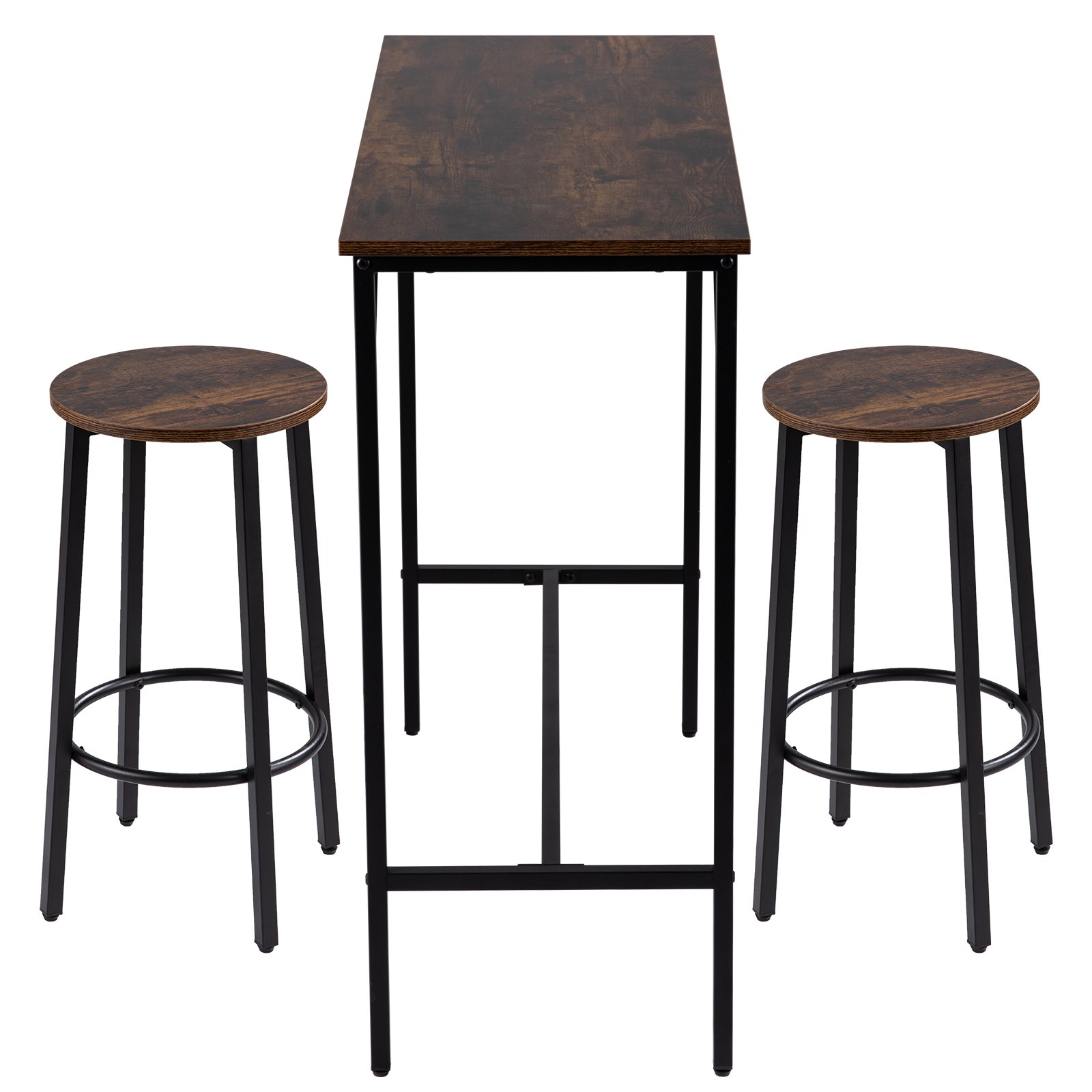 VEVOR Bar Table and Chairs Set 39" Pub Table Set with 2 Bar Stools Kitchen Dining Table and Chairs Set for 2 Iron Frame Counter Height Dining Sets for Home, Kitchen, Living Room