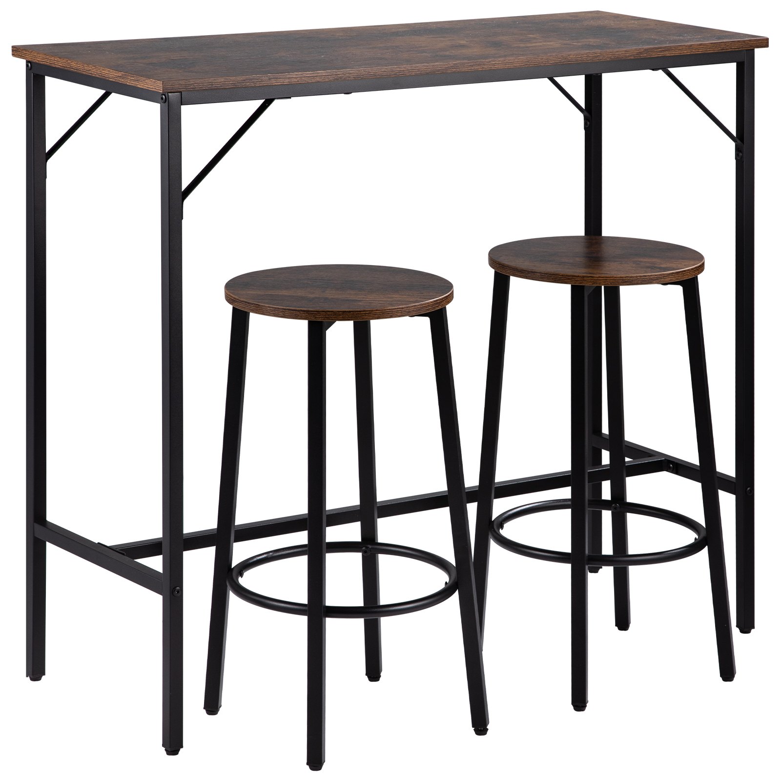 VEVOR Bar Table and Chairs Set 39" Pub Table Set with 2 Bar Stools Kitchen Dining Table and Chairs Set for 2 Iron Frame Counter Height Dining Sets for Home, Kitchen, Living Room